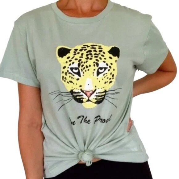 Wildfox On the Prowl Keke Mint Green Crewneck T-shirt - Picture 1 of 6